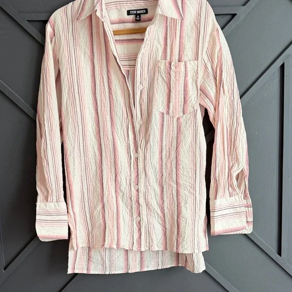 Steve Madden Pink and White Striped Two-Piece Beach lounge Set - Picture 2 of 3